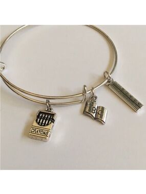Teacher Crayons Book Ruler Charm Bracelet